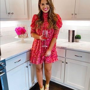 BNWT BOOHOO pink puff sleeve dress